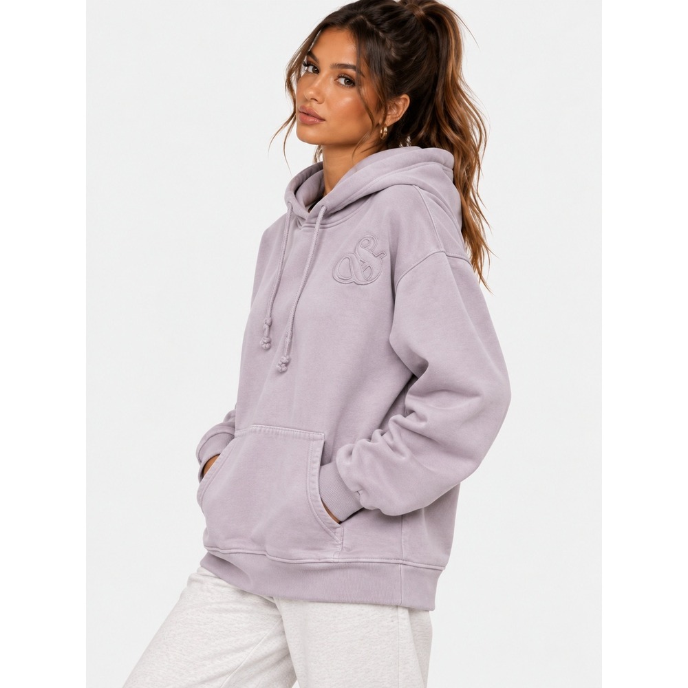 Scotch & Soda Iris Purple Logo Pullover Oversized Hoodie L NWT New